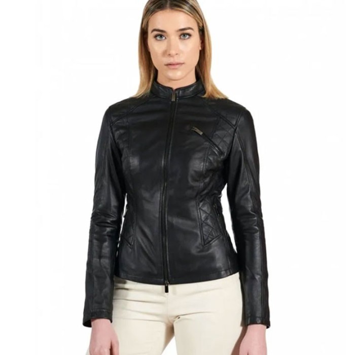 BIKER LEATHER JACKET BLACK AD MILANO (GENY)