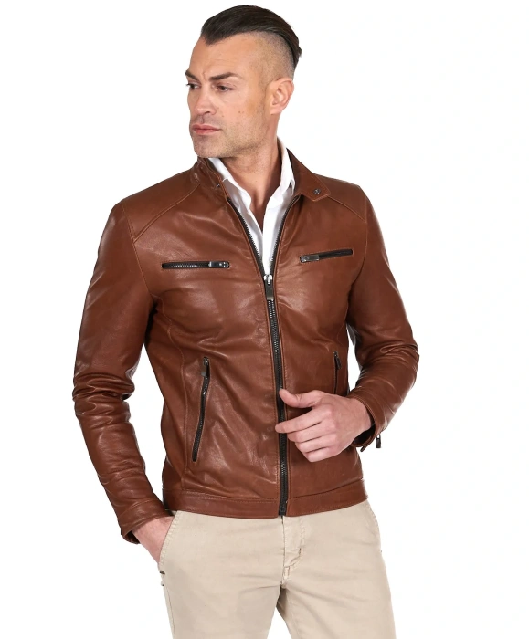 Δερμάτινο Μπουφάν Biker AD MILANO (HAMILTON)