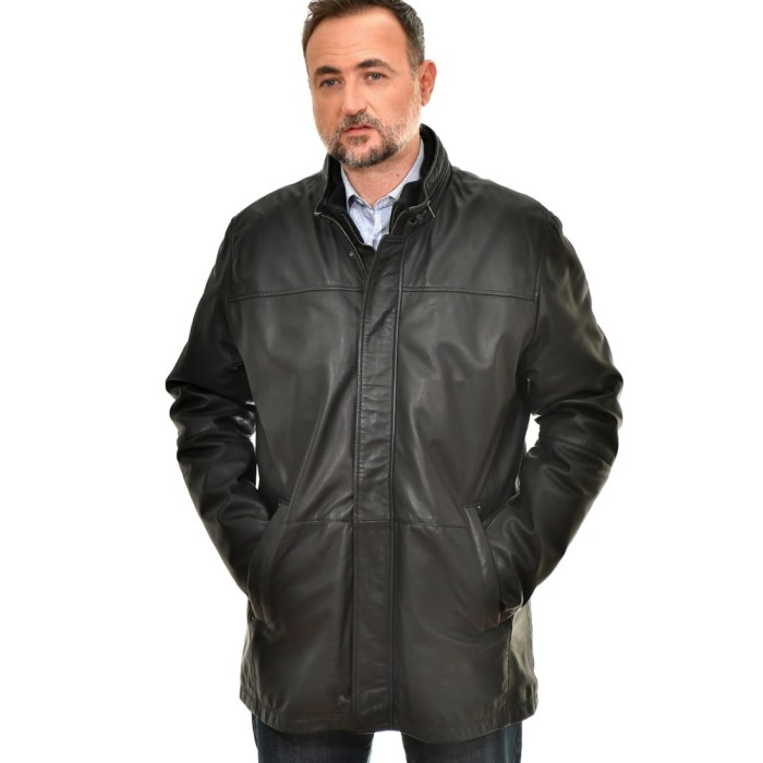 ΔΕΡΜΑΤΙΝΟ JACKET-ΠΑΛΤΟ 85 cm ΜΑΥΡΟ GUY LAROCHE (747)